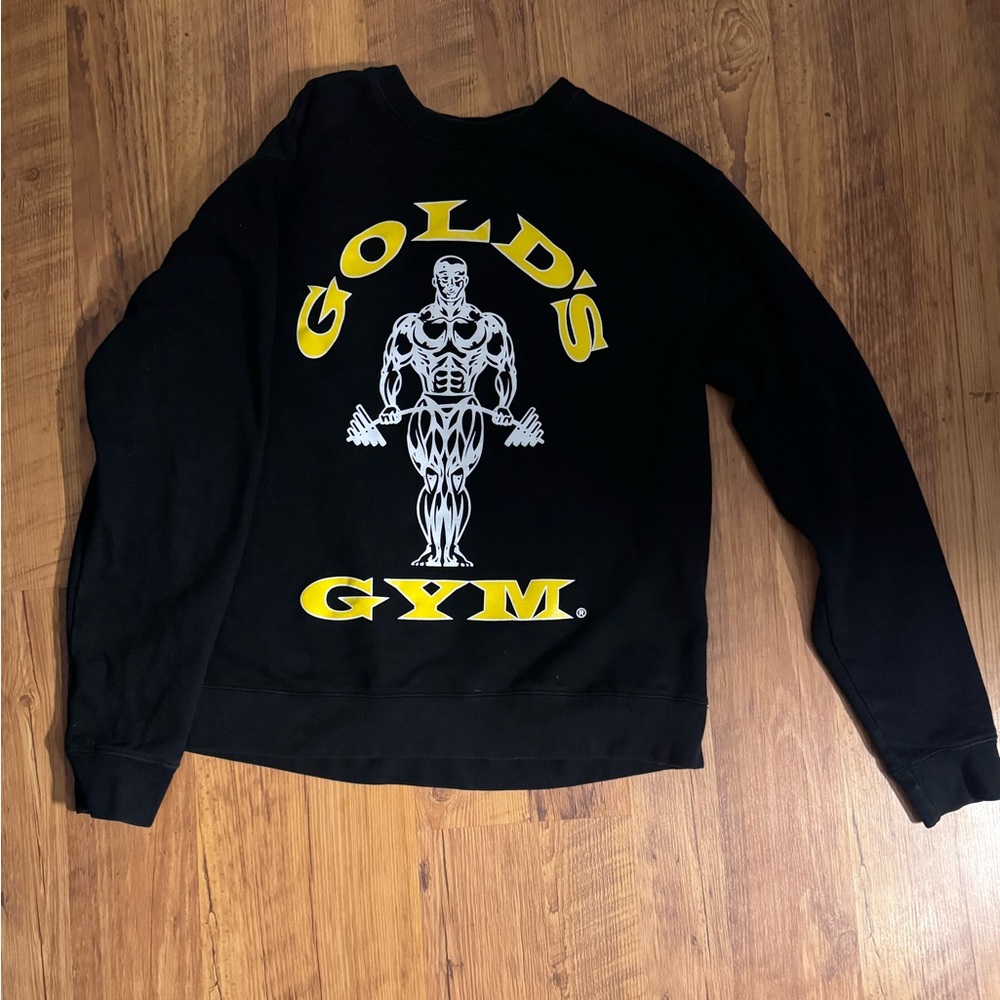 & Other Stories Black Crewneck Sweater with Gold and Silver Print